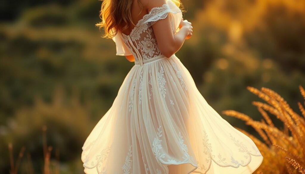 A-delicate-bohemian-wedding-dress-softly-draped-in-flowing-chiffon-and-lace-with-a-high-1024x585 Mariage bohème : quelle robe porter ?