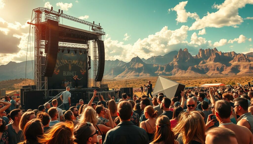 A-vibrant-sun-drenched-summer-music-festival-with-a-bold-rock-inspired-aesthetic.-In-the-1024x585 Festival d'été 2025 : comment s'habiller ?