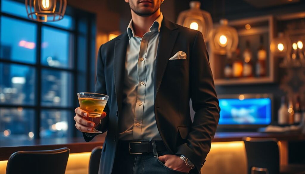A-well-dressed-individual-stands-in-a-dimly-lit-bar-holding-a-sophisticated-cocktail-glass-1024x585 Tenue pour aller boire un verre
