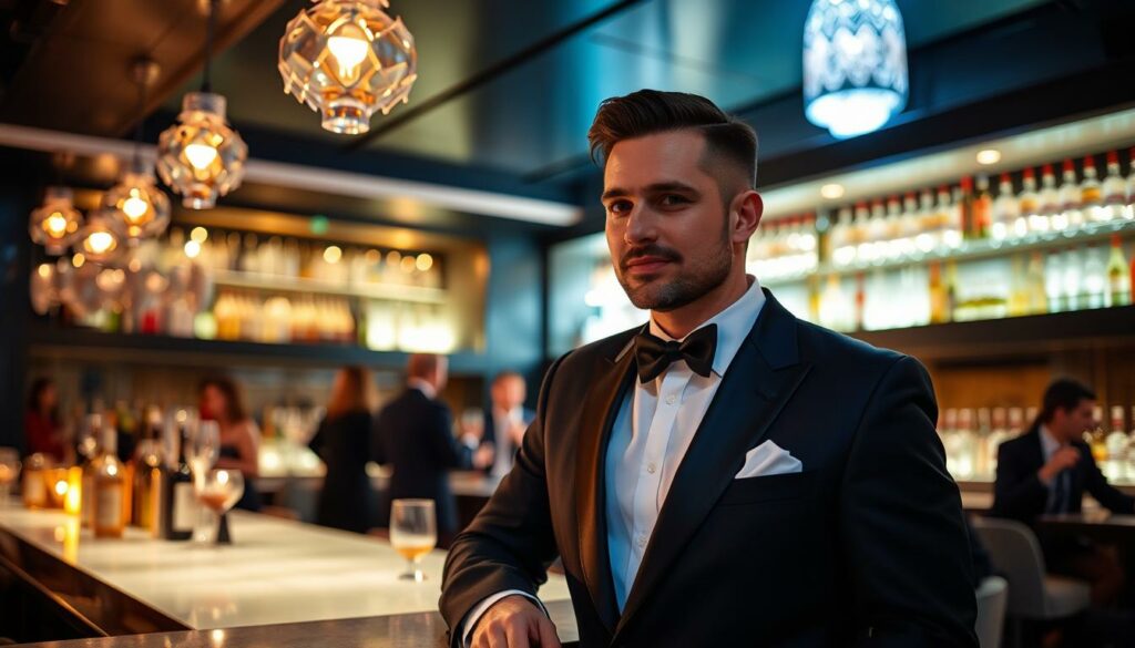 Image-dun-homme-elegamment-habille-pour-une-soiree-au-bar-1024x585 Tenue pour aller boire un verre