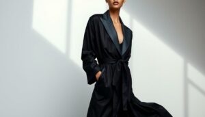 veste porter avec robe noire