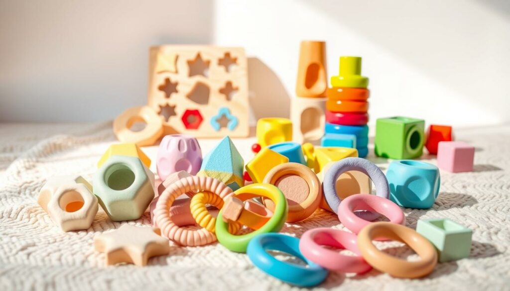 A-collection-of-colorful-tactile-baby-toys-designed-to-stimulate-fine-motor-skills.-In-the-1024x585 NOS CADEAUX POUR LES TOUT-PETITS DE 1 À 2 ANS !