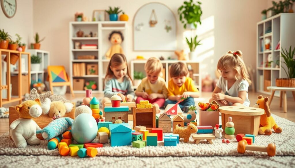 A-cozy-childrens-gift-guide-set-in-a-warm-inviting-atmosphere.-In-the-foreground-an-array-1024x585 NOS IDÉES DE CADEAUX POUR LES KIDS DE 4 À 6 ANS