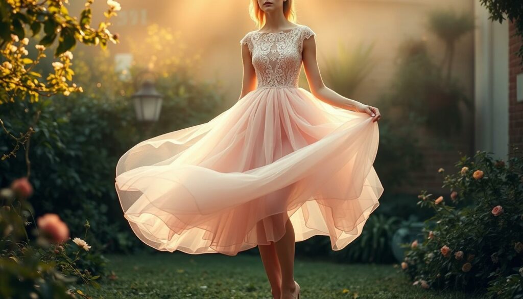 A-delicate-romantic-rose-poudre-mariage-gown-floats-gracefully-in-a-soft-hazy-light.-The-1024x585 Tenue à base de jupe pour un mariage