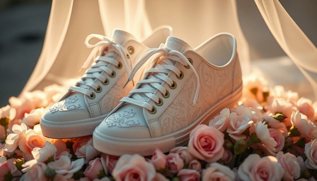 A-pair-of-custom-designed-luxurious-wedding-sneakers-meticulously-handcrafted-with-intricate--1024x585 Quelle baskets porter avec une robe de mariée ?