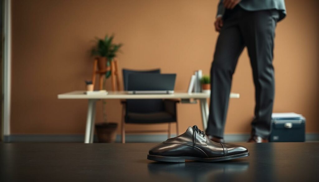 A-professional-office-setting-with-a-tasteful-and-well-coordinated-business-attire.-In-the-1024x585 Travail au bureau : les vêtements/chaussures indispensables