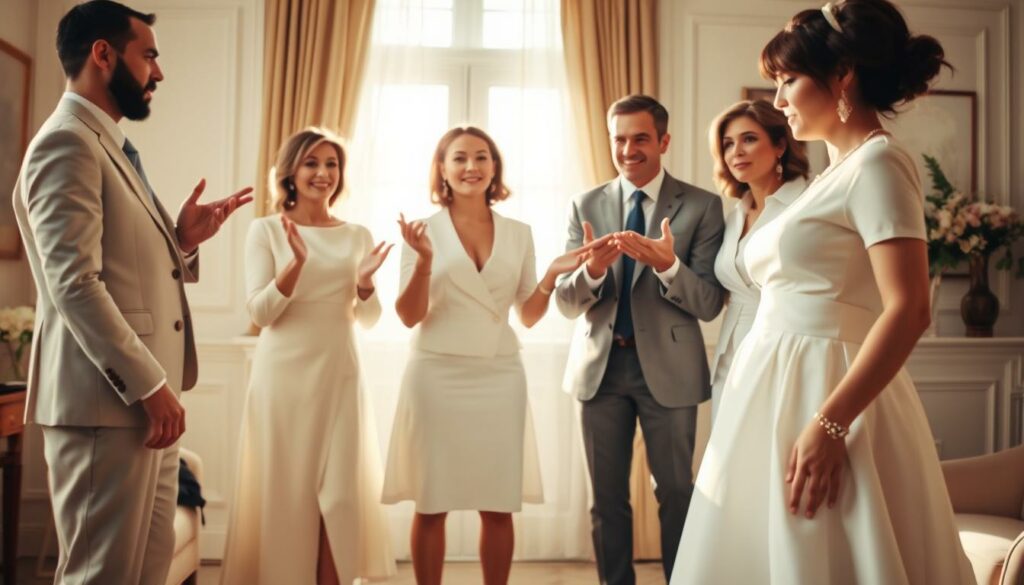 A-refined-elegant-wedding-scene-with-a-group-of-stylishly-dressed-experts-discussing-fashion-1024x585 Comment porter la jupe blanche à un mariage ?