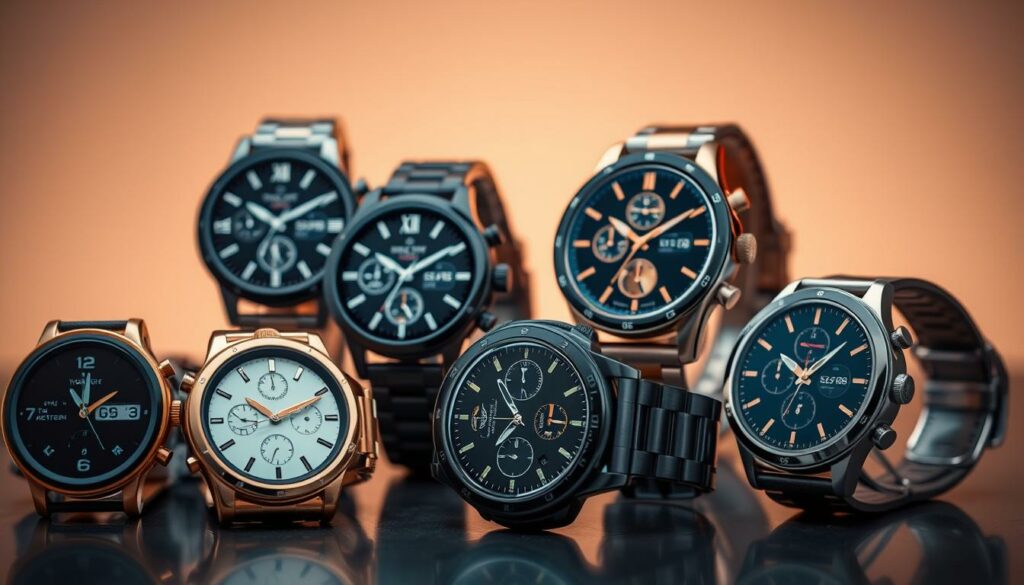 A-sleek-contemporary-image-showcasing-a-collection-of-high-tech-stylish-womens-watches.-In-1024x585 Montre femme : laquelle choisir quand on a 40 ans ?
