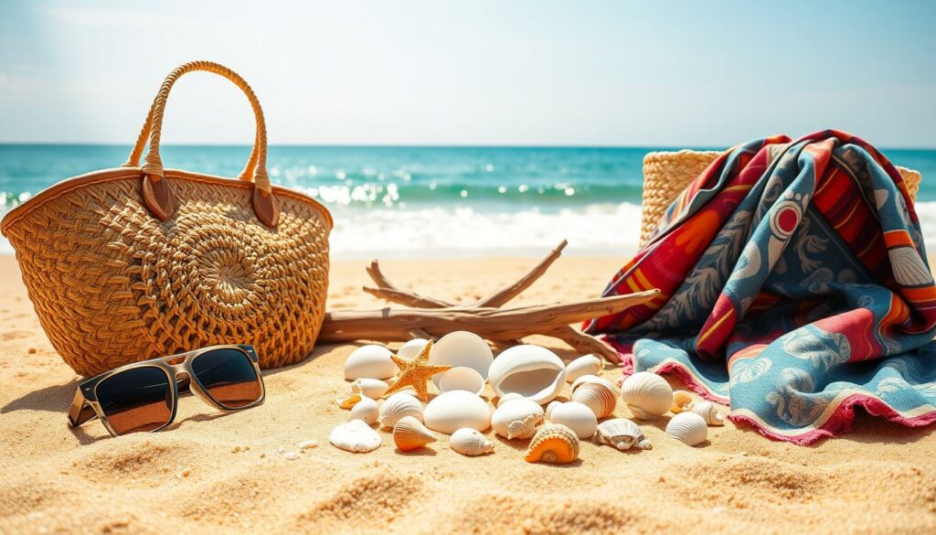 A-sun-drenched-Mediterranean-beach-scene-with-a-vibrant-array-of-coastal-accessories-artfully--1024x585 Vacances en Méditerranée : comment s'habiller ?
