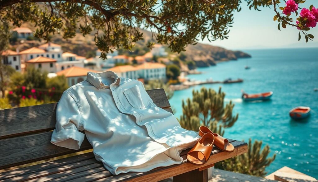 A-sun-drenched-Mediterranean-scene-with-a-picturesque-coastal-village-nestled-between-rolling--1024x585 Vacances en Méditerranée : comment s'habiller ?