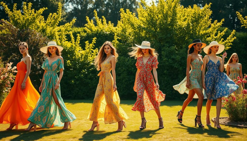 A-sun-drenched-outdoor-scene-featuring-a-lush-verdant-garden-in-the-background.-In-the-1024x585 Comment s'habiller avec les incontournables de l’été 2025