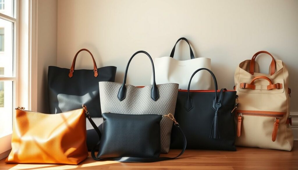 A-sunlit-room-showcases-a-stylish-array-of-handbags.-In-the-foreground-a-sleek-leather-1024x585 Sac de cours : tendances 2025