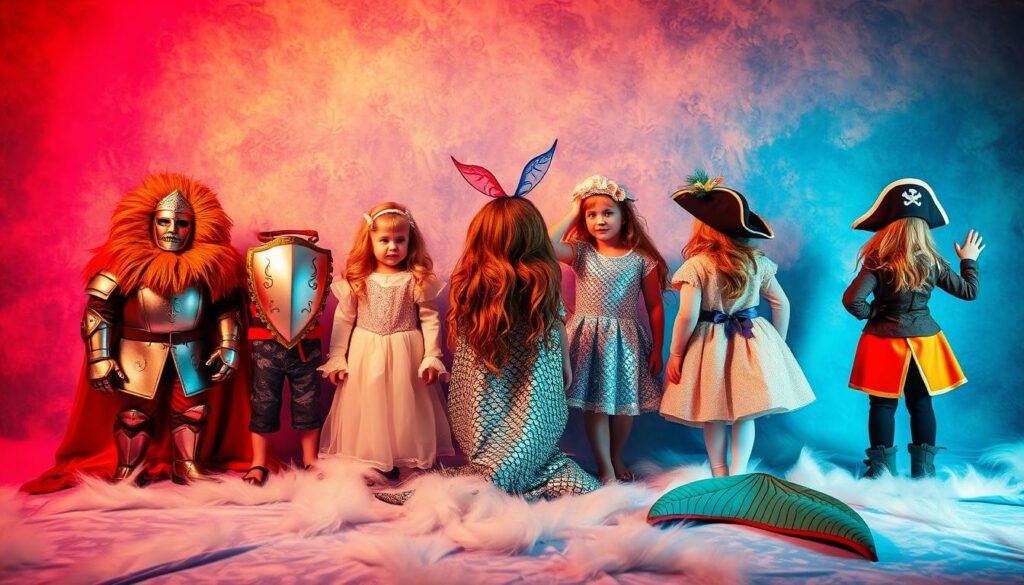 A-whimsical-scene-of-imaginative-childrens-costumes-playfully-arranged-against-a-vibrant-1024x585 NOS IDÉES DE CADEAUX POUR LES PETITS DE 2 À 4 ANS !