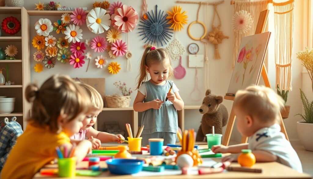 A-whimsical-scene-of-young-children-engaged-in-creative-play-bathed-in-warm-natural-light.-In-1024x585 NOS IDÉES DE CADEAUX POUR LES PETITS DE 2 À 4 ANS !