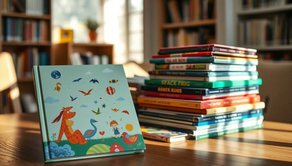 An-assortment-of-colorful-whimsical-childrens-educational-books-arranged-on-a-wooden-table-1024x585 NOS CADEAUX POUR LES TOUT-PETITS DE 1 À 2 ANS !